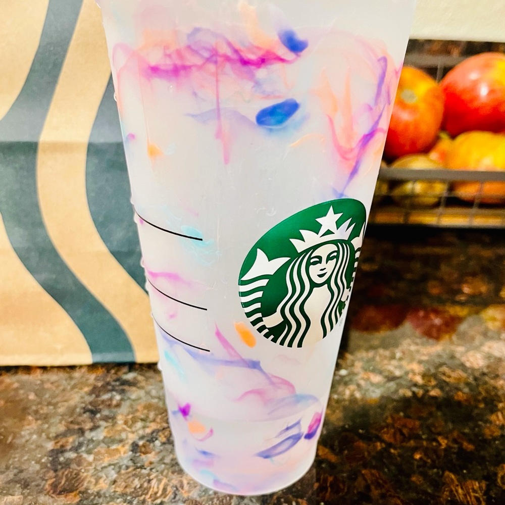 NEW Two (2) Starbucks Summer 2021 Color Changing Swirl Reusable 24 OZ Cold Cup - Picture 3 of 9